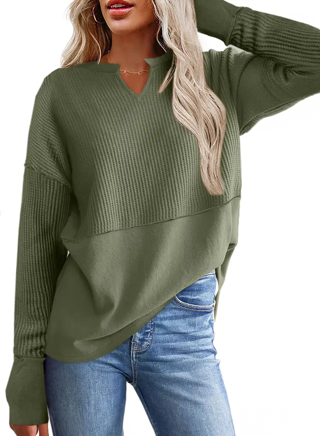Autumn And Winter New Solid Color Loose Sweater Women's Top Army Green - Shop at LoveMi