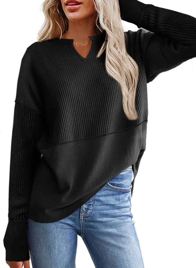 Autumn And Winter New Solid Color Loose Sweater Women's Top Black - Shop at LoveMi