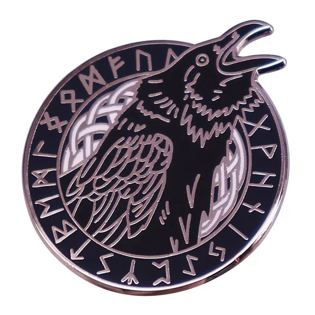 Viking Aoding Crow Enamel Pin Chest - Shop at LoveMi
