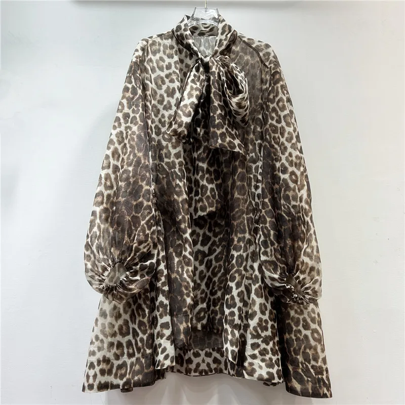 Western Leopard Print Loose And Irregular Design Skirt - Brown