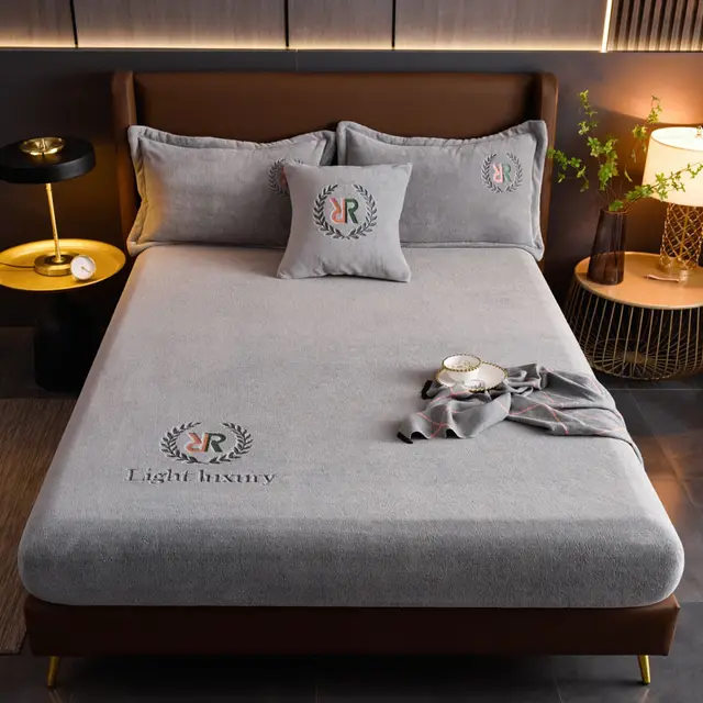 Solid Color Class A Anti static Heavy Weight Milk Fiber Fitted Sheet Light Gray - Shop at LoveMi
