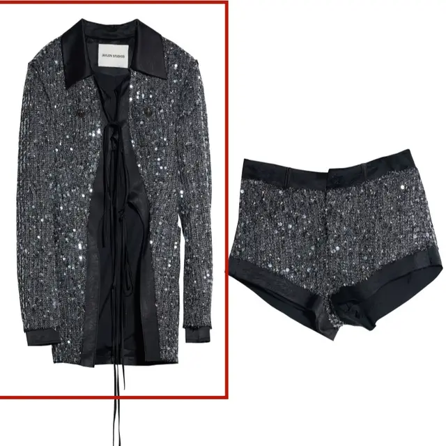 Retro Hollow Lace Up Slim Fit Dark Cool Sequins Coat - Shop at LoveMi