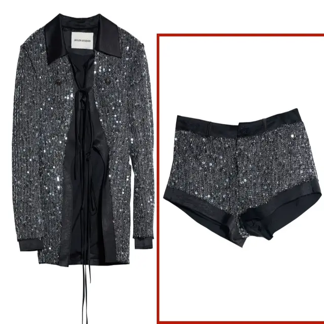 Retro Hollow Lace Up Slim Fit Dark Cool Sequins Shorts - Shop at LoveMi
