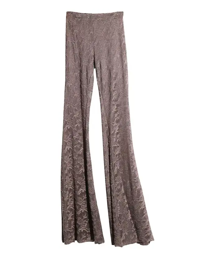 Dark Wandering Fairy Irregular Ruffled Waste Soil Elastic Lace Mesh Bottoming Shirt Grey Pants - Shop at LoveMi