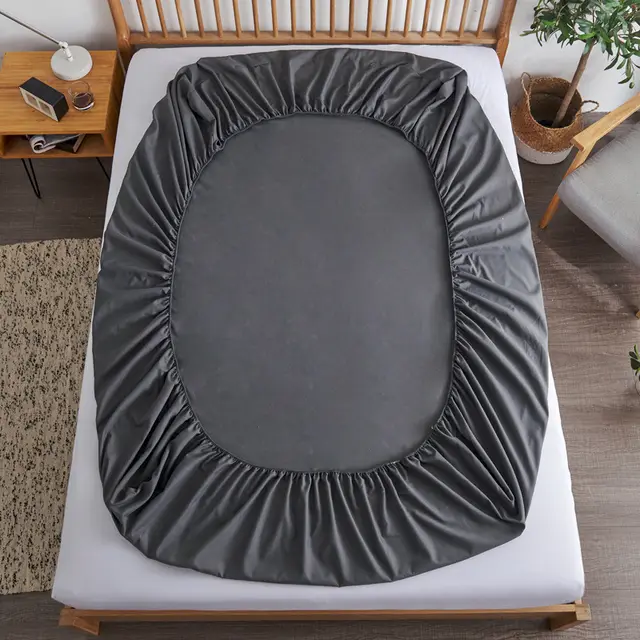 Pure Cotton Fitted Sheet One piece Sanding Non slip Bedspread Dark Gray - Shop at LoveMi