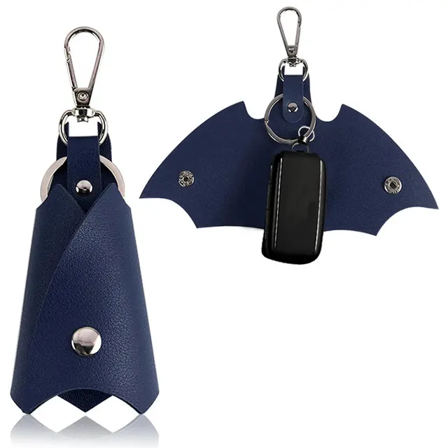 Fashion Funny Bat PU Leather Unisex Car Anti lost Keychain Blue - Shop at LoveMi