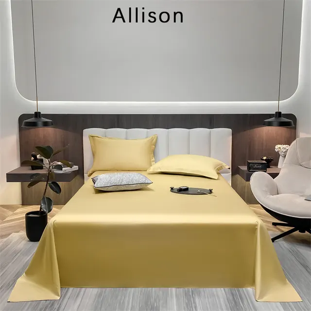 Long staple Cotton Pure Cotton Solid Color Bed Sheet Early Yellow - Shop at LoveMi