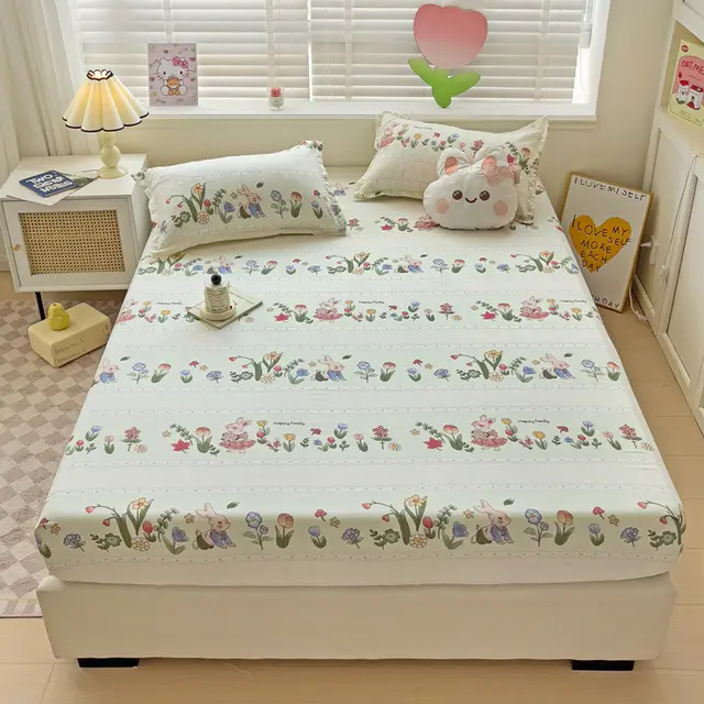 Brushed Single layer Fitted Sheet Mattress Protective Cover Botanical Garden - Shop at LoveMi