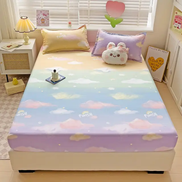 Brushed Single layer Fitted Sheet Mattress Protective Cover Color Cloud - Shop at LoveMi