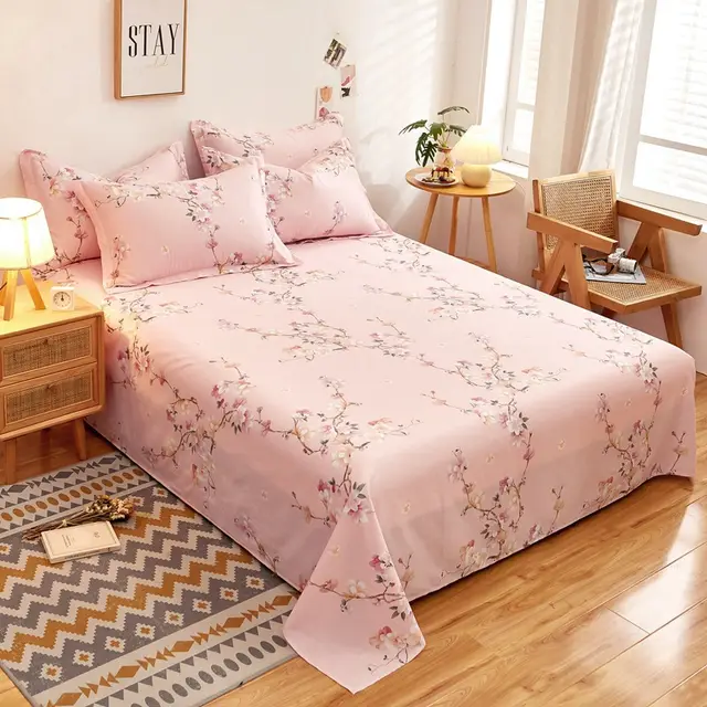 Cotton Printed Twill Single Double Bed Sheets Flower Rhyme Leisurely - Shop at LoveMi