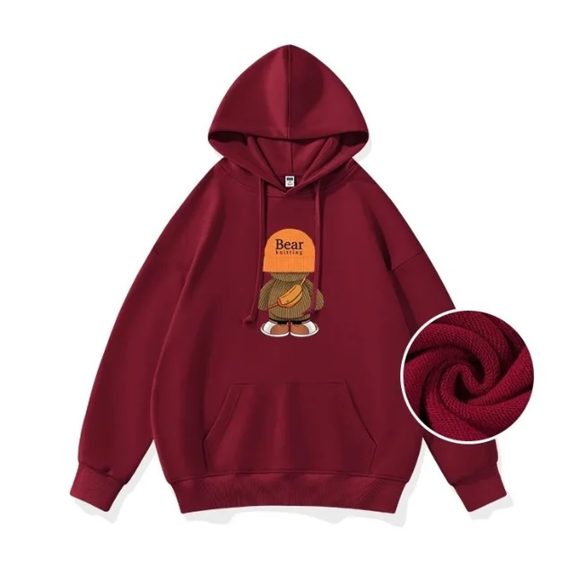 Women's Fashion Long Sleeve Polyester Sweater Wine Red - Shop at LoveMi