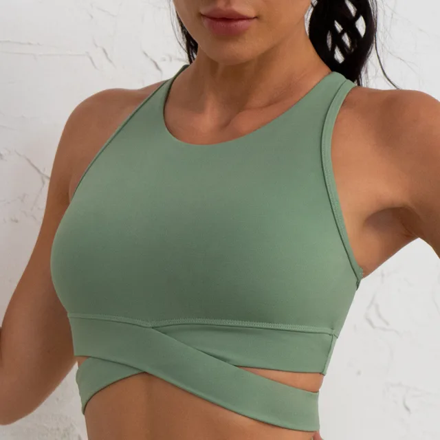 Slit Yoga Clothes Short Skirt Fitness Shockproof Sports Vest High Waist Trousers Jade Bra - Shop at LoveMi