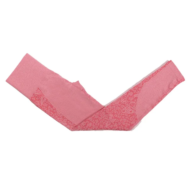Butterfly Jacquard Seamless Yoga Pants High waist Quick drying Honey Pink Color - Shop at LoveMi