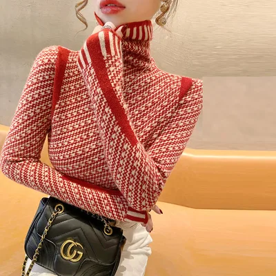 Fashionable Stylish Slim Fit Sweater Long Sleeve Inner Wear Red 2 - Shop at LoveMi