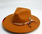 Wool-like Autumn And Winter Felt Cap British Woolen Hat - Pendant Orange