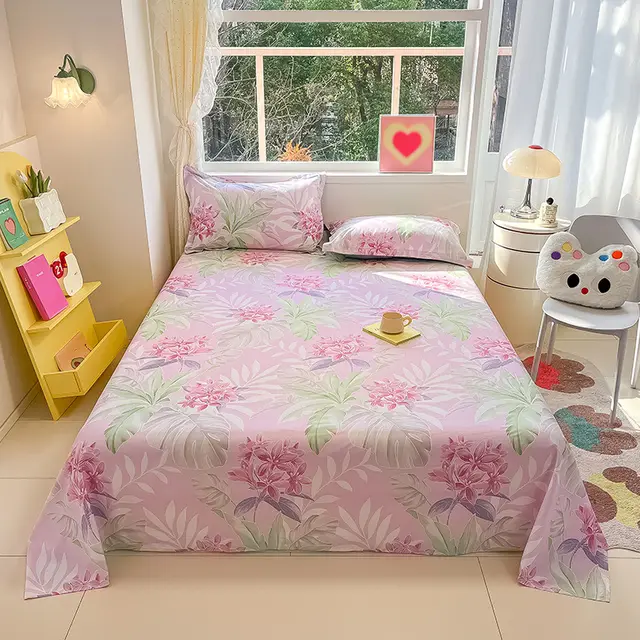 Ins Style Cotton Small Floral Bed Sheet Colorful Flower Shadow - Shop at LoveMi