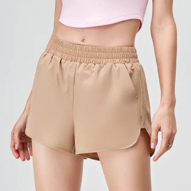 Women's Loose Quick drying High Waist Breathable Outdoor Casual Running Shorts Cappuccino - Shop at LoveMi