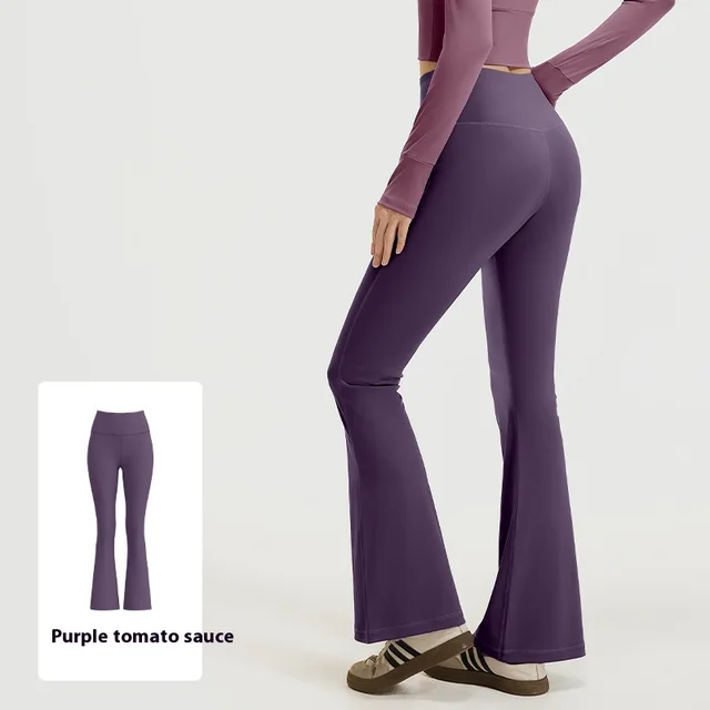 High Waist Hip Lift Nude Feel Seamless Exercise Workout Pants Sauce Tomato Purple - Shop at LoveMi