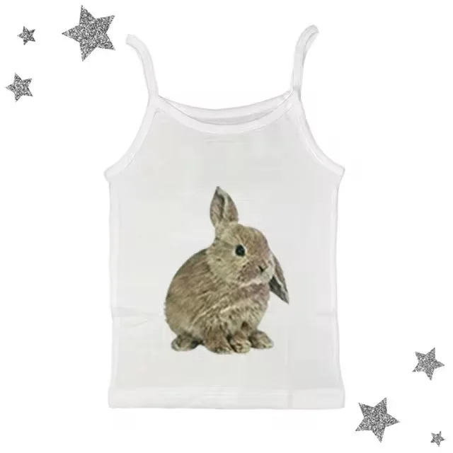 Cute Sweet Rabbit Printed Summer Sling Top Suit White5 - Shop at LoveMi