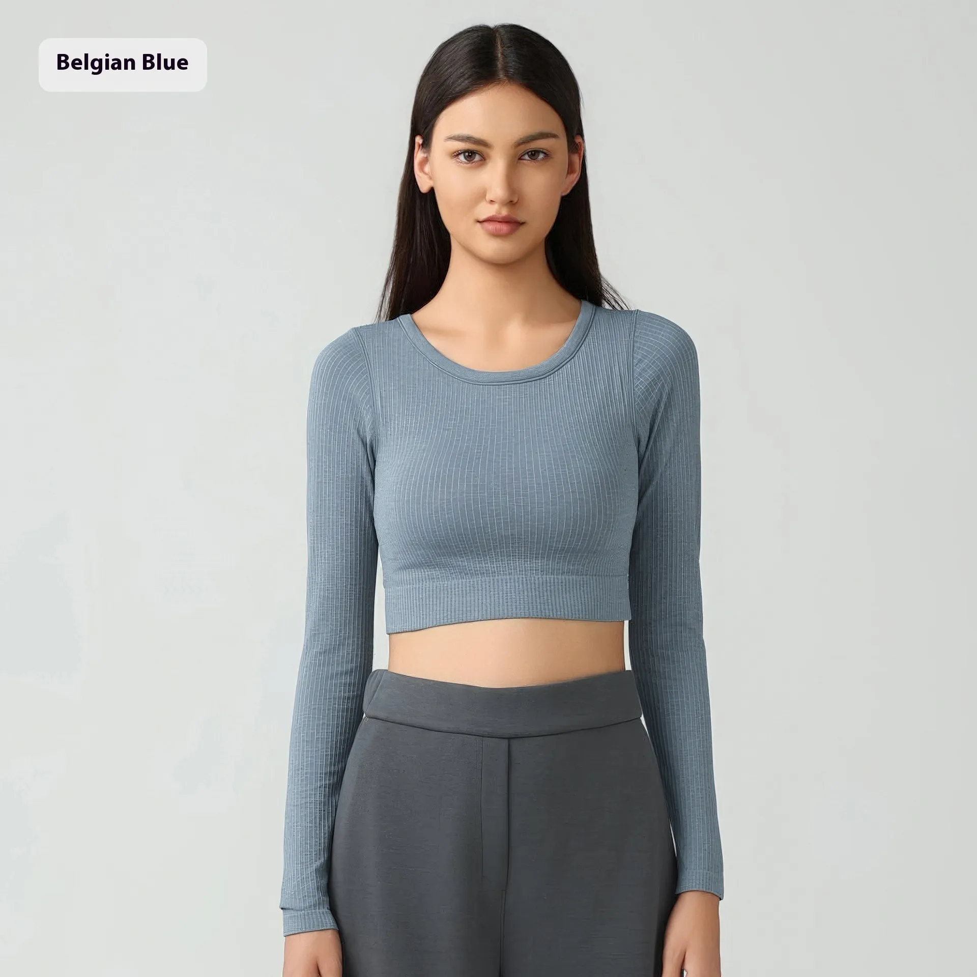 Fashion Short Personalized Yoga Clothes For Women - Belgium Blue