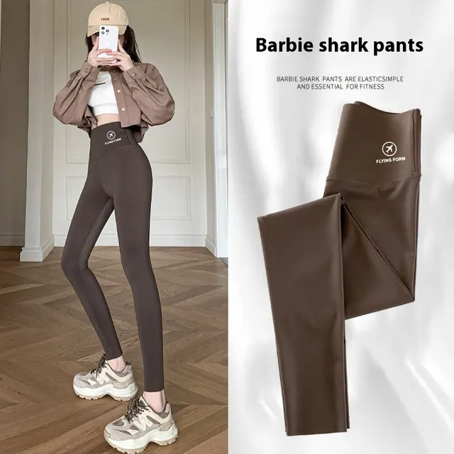 Women Autumn Winter Skinny Shark Pants Kids Casual Daily Sport Dance Thickened Trousers Winter Fashion High Waisted Sweatpants Coffee Without Velvet - Shop at LoveMi
