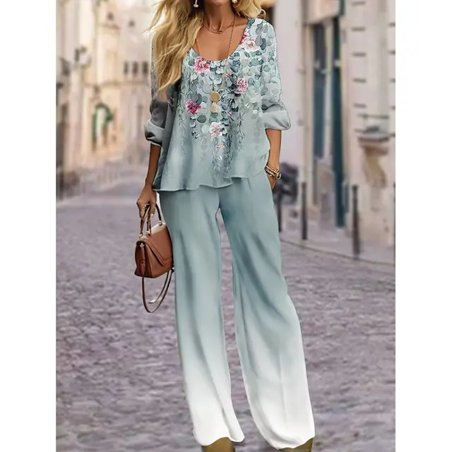 Autumn New Round Neck Linen Printing Coat Shirt Suit 2010100306 Style - Shop at LoveMi
