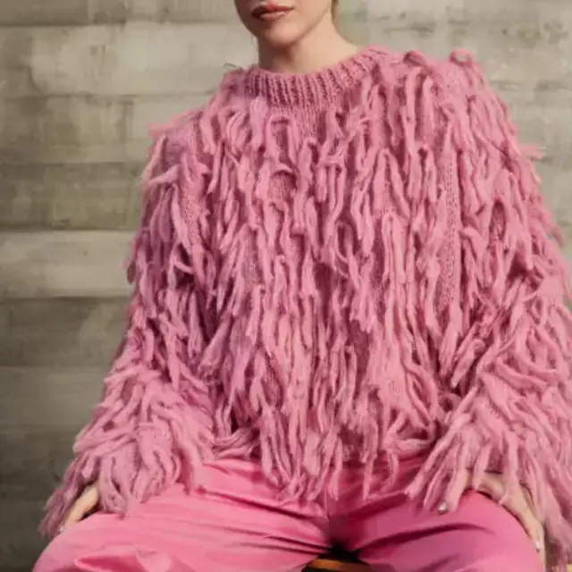 Loose fitting Tassel Fashion Casual Sweater Pink - Shop at LoveMi