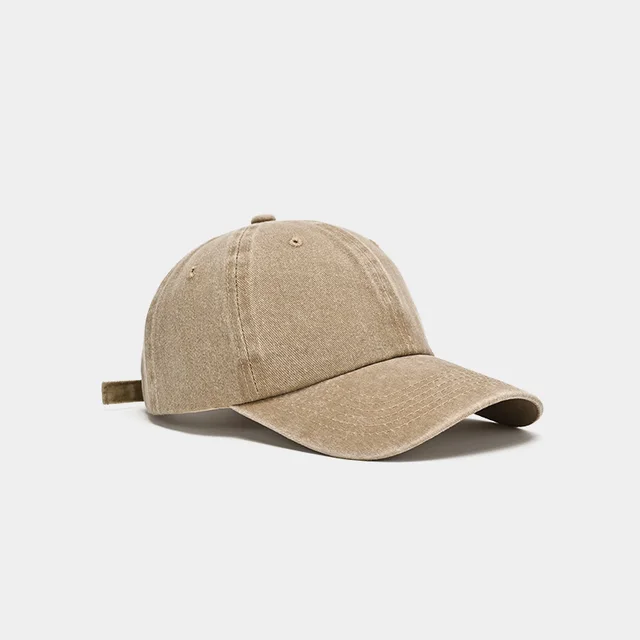 Washed Baseball Denim Letters Embroidered Peaked Cap B1007 Khaki - Shop at LoveMi