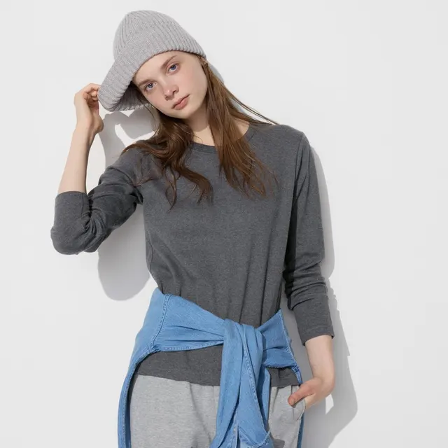 Women's Cotton Round Neck All matching Top 08 Dark Gray - Shop at LoveMi