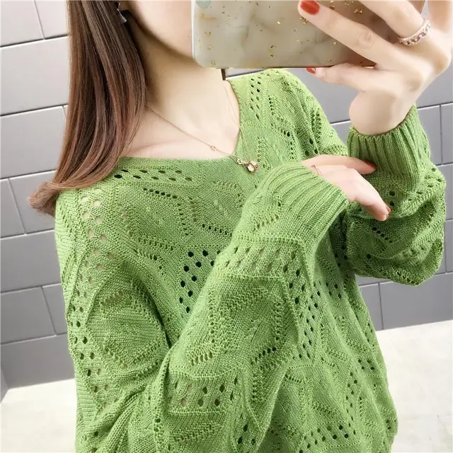 Loose Pullover Sweater Top Green - Shop at LoveMi