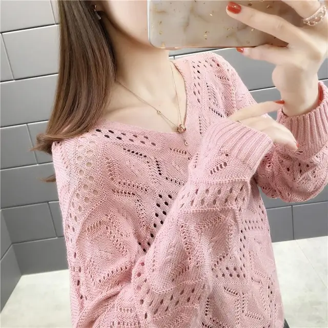 Loose Pullover Sweater Top Pink - Shop at LoveMi