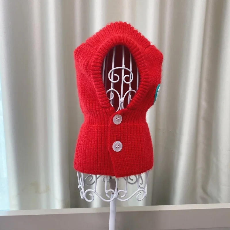 New Fashion Pet Autumn And Winter Knitted Hat - Bright Red