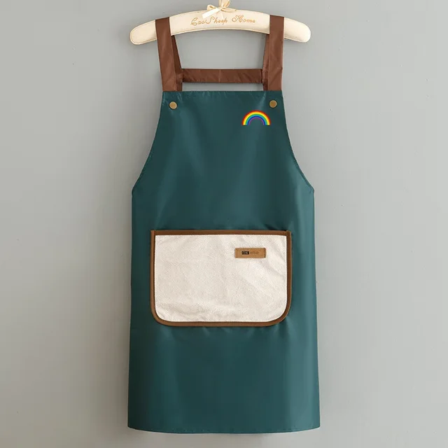 Leather PU Apron Soft Leather Waterproof Oil proof Cooking Hand Towel Green - Shop at LoveMi