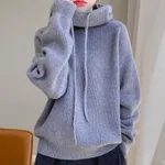 Women's Sweater Thicken Lazy Style All-match Long-sleeved Autumn Winter Warm Casual Sweater For Women - Elegant Gray Thin 500G