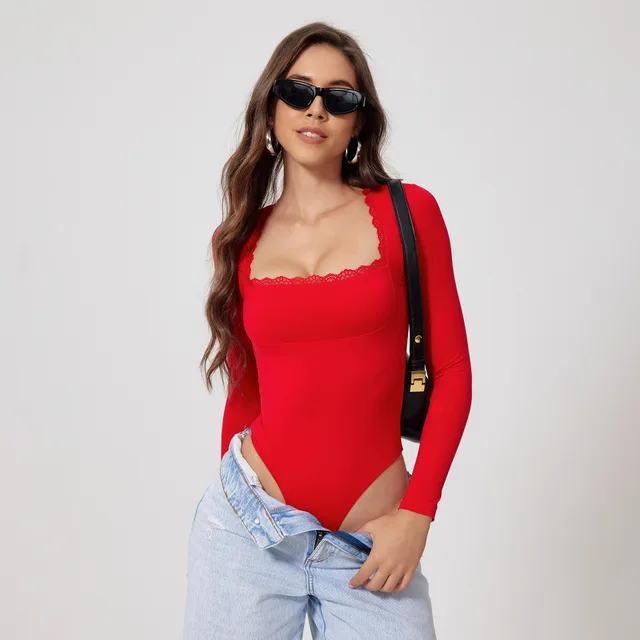 Long Sleeve Yoga Jumpsuit Women's Dance Sports Workout Clothes Tomato Red - Shop at LoveMi