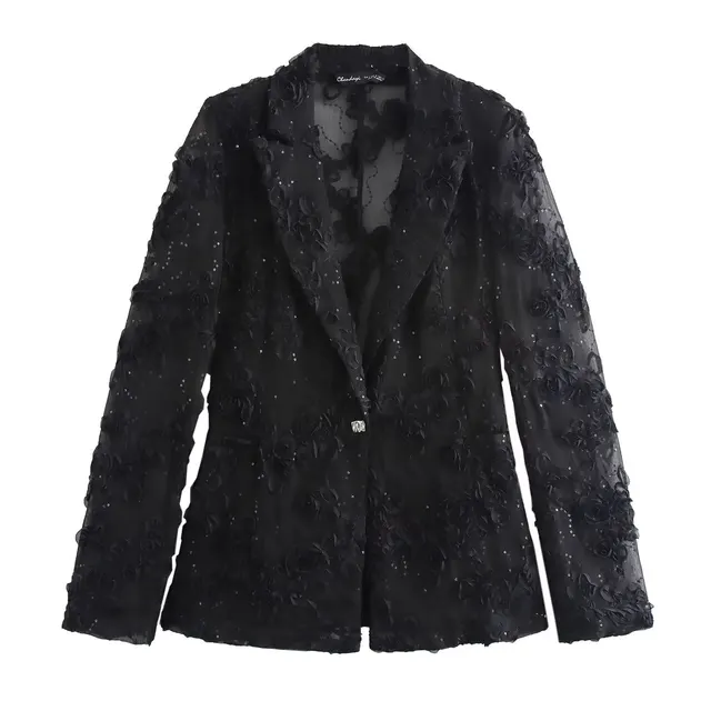 Women's Clothing Sequin Translucent Blazer Trousers Suit - Shop at LoveMi