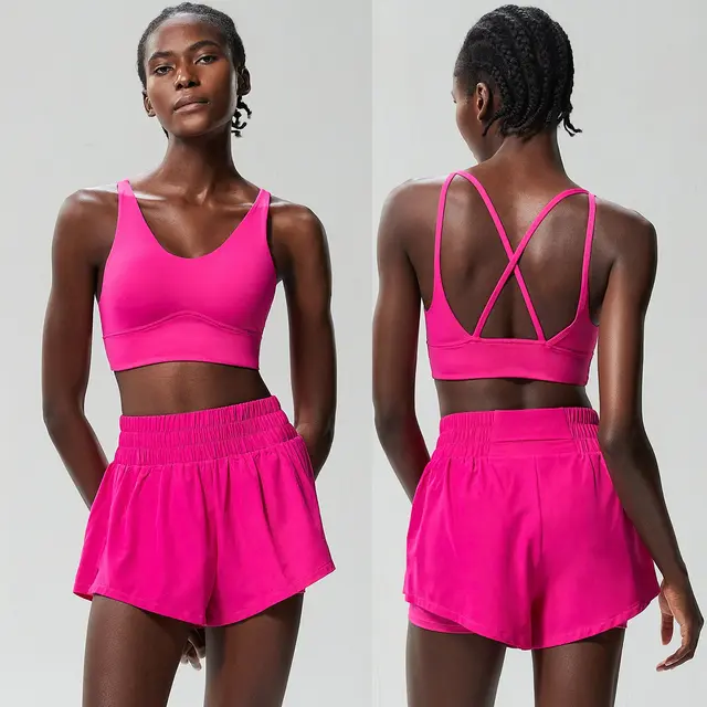Running Sports Yoga Workout Clothes Suit Women's Quick drying Rosy Red - Shop at LoveMi