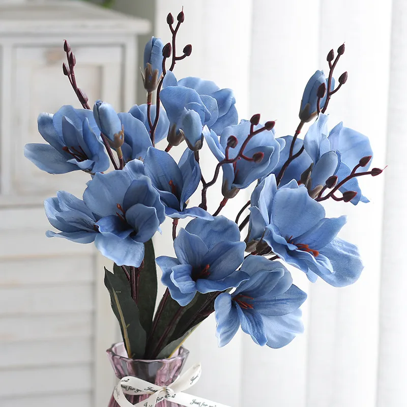 Gladiolus Artificial Bouquet Magnolia Home Decorative Fake Flower Magnolia Blue - Shop at LoveMi