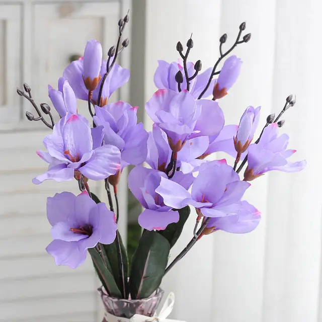 Gladiolus Artificial Bouquet Magnolia Home Decorative Fake Flower Magnolia Snow Blue - Shop at LoveMi