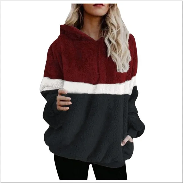 Autumn And Winter Three color Stitching Hooded Pocket Coat Dark Gray - Shop at LoveMi
