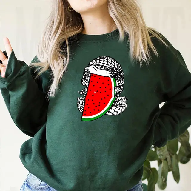 Women's Watermelon Scarf Printed Top Long Sleeve Darkgreen - Shop at LoveMi