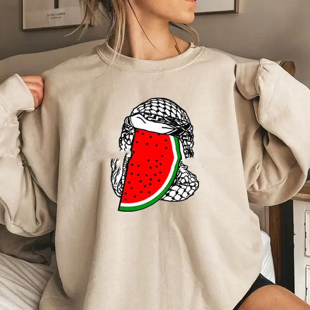 Women's Watermelon Scarf Printed Top Long Sleeve Khaki - Shop at LoveMi