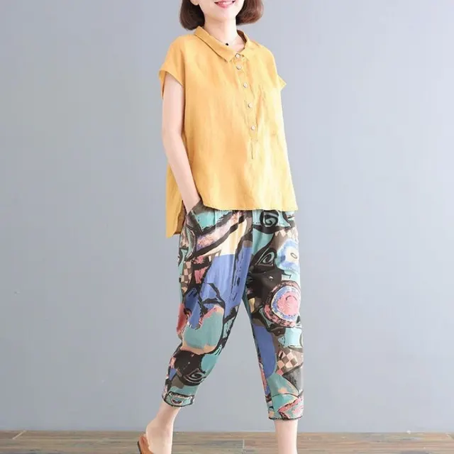 Summer New Short Sleeve Doll Collar Fashion Tops Yellow - Shop at LoveMi