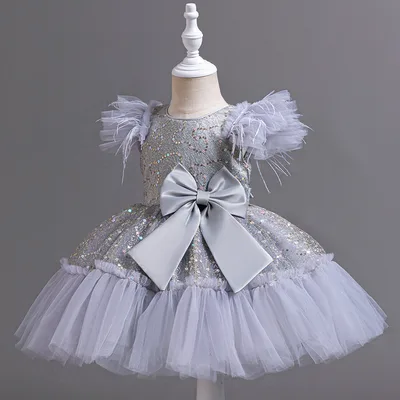 Flower Children's Clothing Children's Wedding Dress Tulle Skirt Summer Gray - Shop at LoveMi