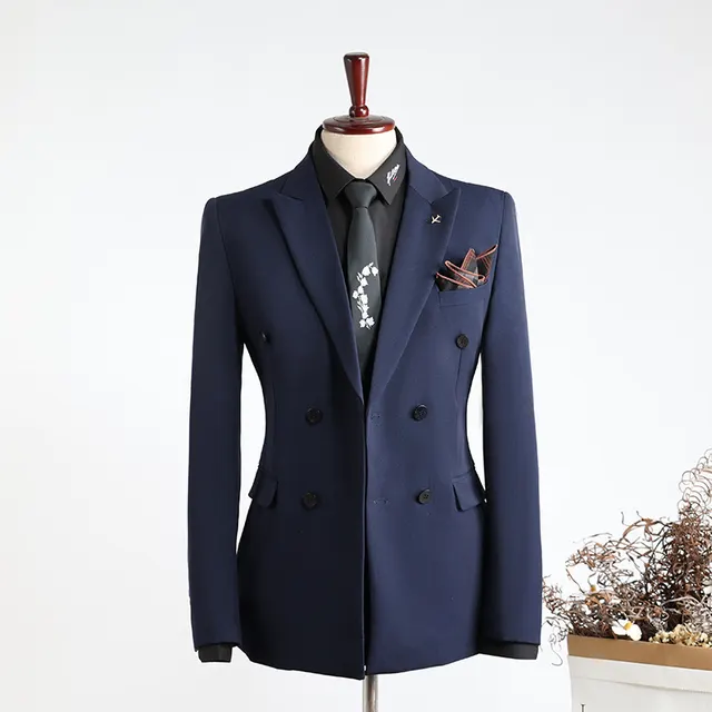 Double Row Suit Men's Fashion - Navy Blue Separate Suit