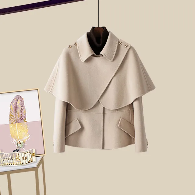 Retro Design Suit Jacket Skinny Jeans Two piece Set Apricot Coat - Shop at LoveMi