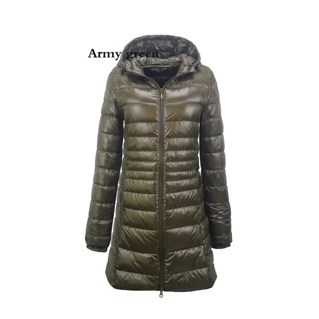 Lightweight Mid length Plus Size Slim Fit Women's Down Jacket Army Green - Shop at LoveMi