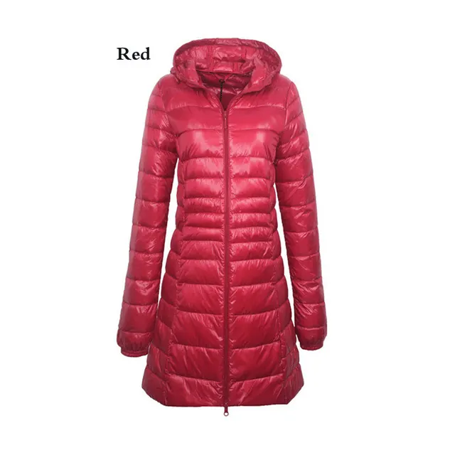 Lightweight Mid length Plus Size Slim Fit Women's Down Jacket Red - Shop at LoveMi