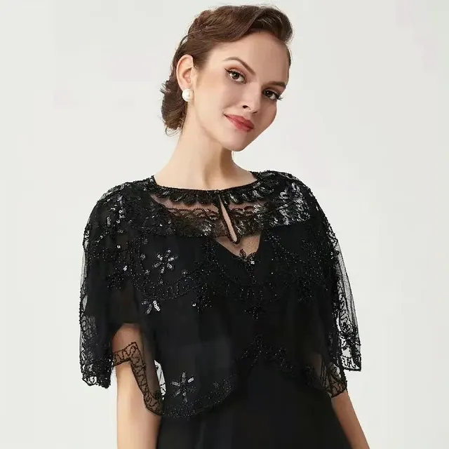 See through Sequined Small Coat Small Waistcoat Black - Shop at LoveMi