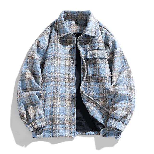 Men's Casual American Retro Classic Checkered Shirt Blue - Shop at LoveMi